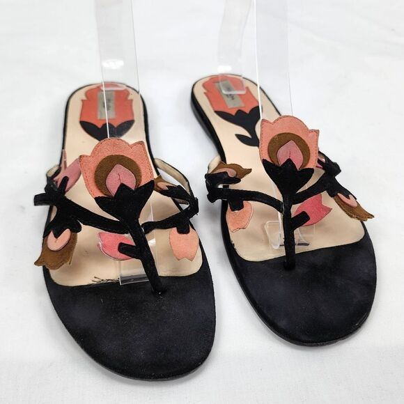 Prada James Jean Fairy Collection Black and Pink Women's Sandals Size 8.5 - Picture 2 of 10